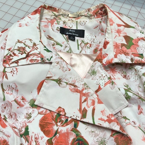 DENNIS BASSO Multi Pink/Green Floral Spring Coquette Career Boho Trench Coat 1X - Picture 8 of 16